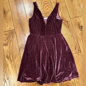 Altar'd State Velvet Mini Dress in Burgundy